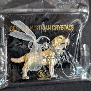 KSA Collectibles Golden Lab Labrador dog Pendant Ornament Genuine Crystals 1.5"